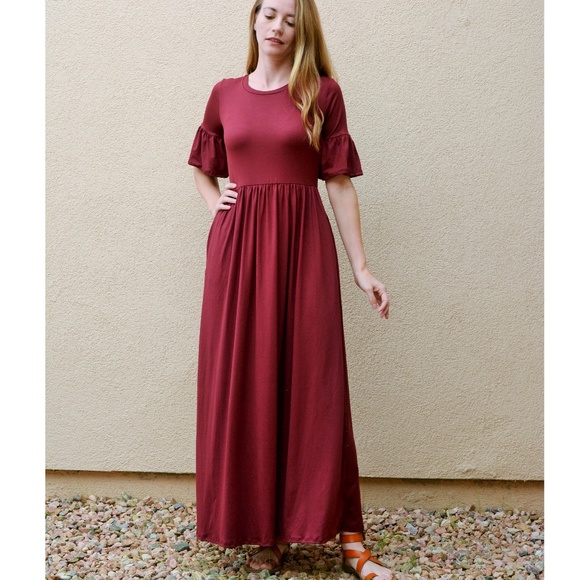 NWT Burgundy Maxi Dress by Reborn J - Picture 2 of 6